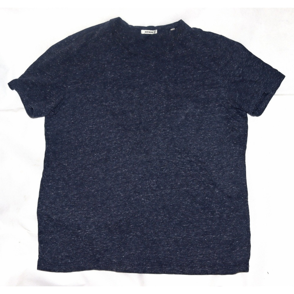 Buck Mason Men's Short Sleeve Heathered Blue Crewneck Shirt Size XL